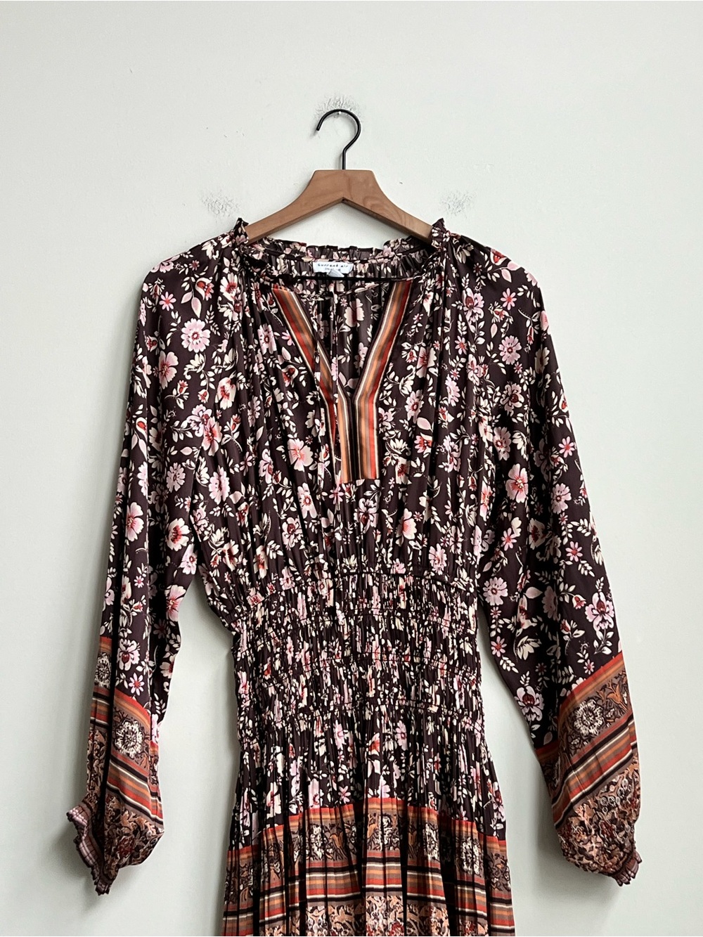 Anthropologie current air Alyce smocked waist floral dress Hippie long sleeve - Picture 6 of 16